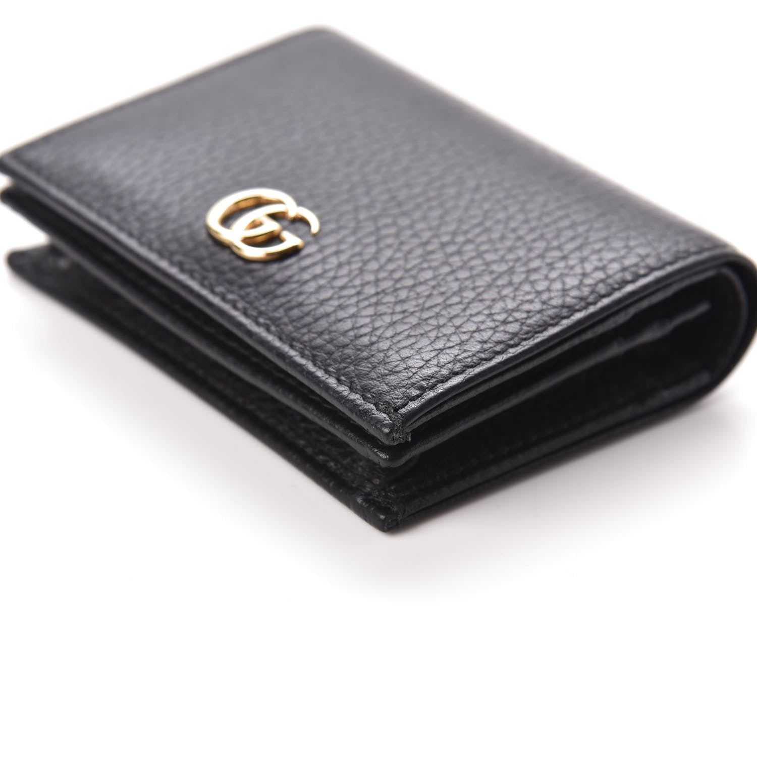 Gucci Pebbled Calfskin GG Marmont Card Case Black 7 of 10