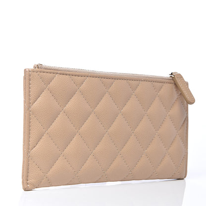Chanel Caviar Quilted Classic Zip Pouch Beige 3 of 8
