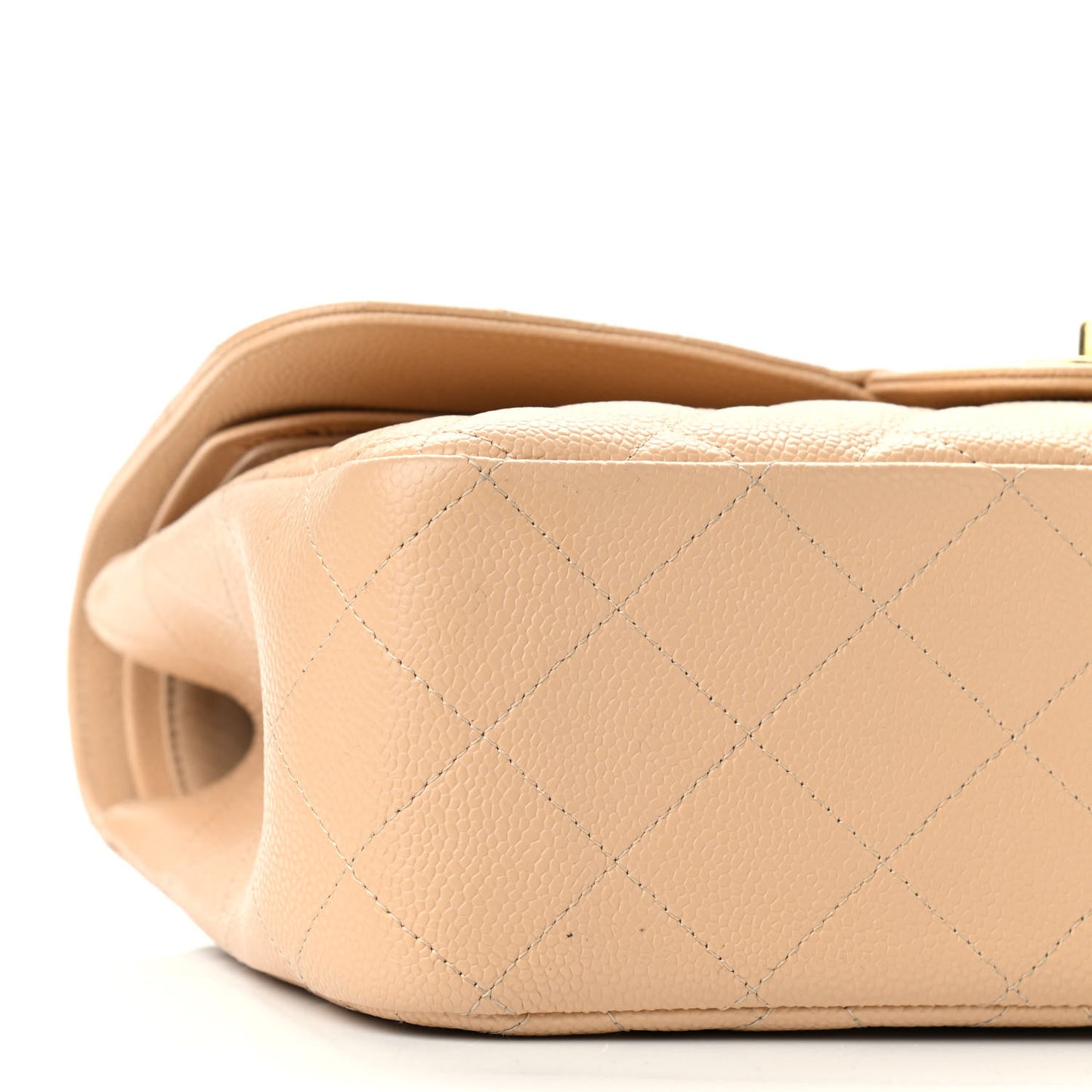 Caviar Quilted Jumbo Double Flap Beige Clair