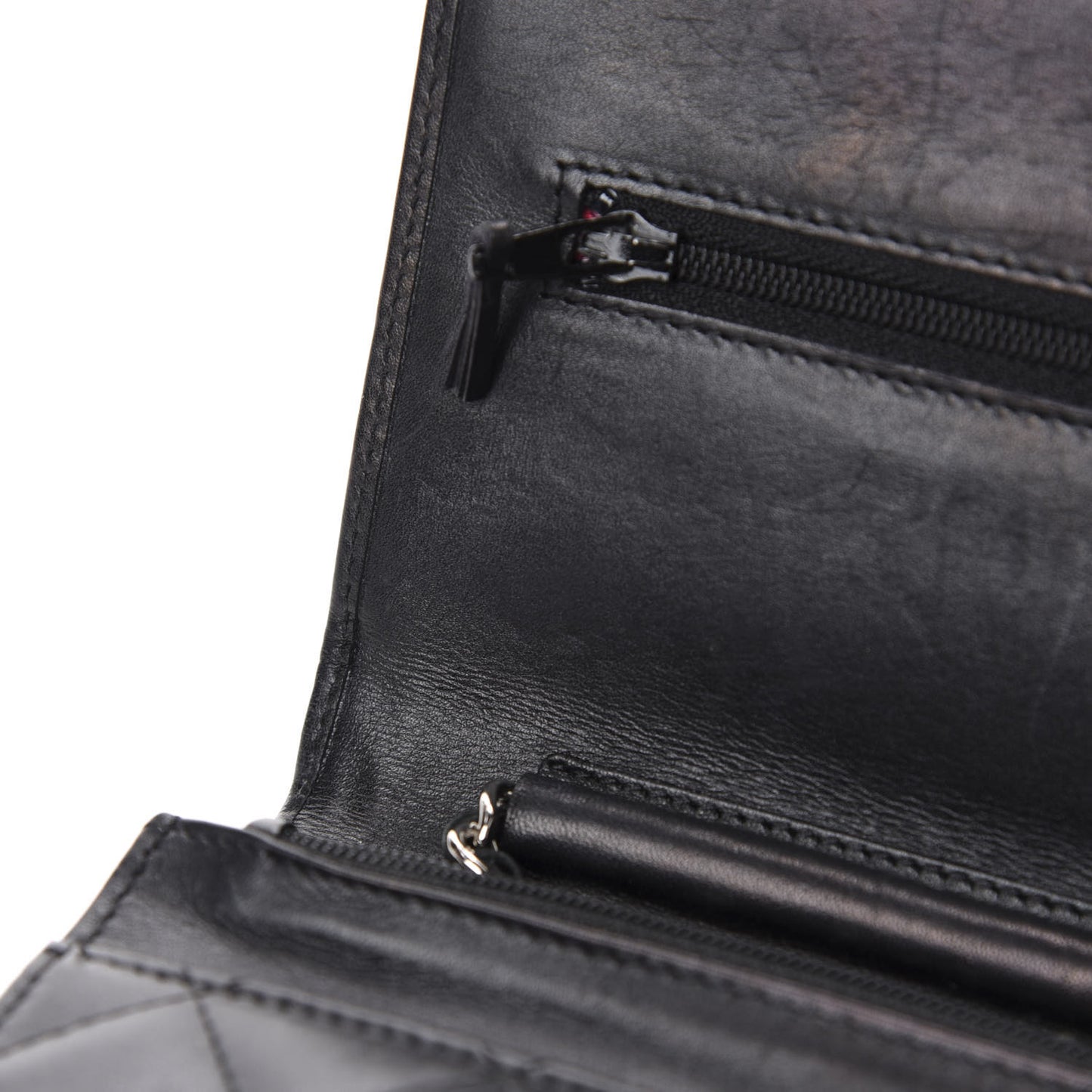 Calfskin Quilted Cambon Wallet On Chain WOC Black