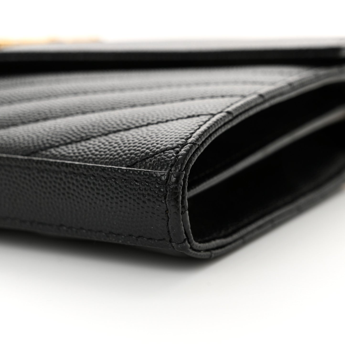 Grain De Poudre Matelasse Chevron Monogram Chain Wallet Black