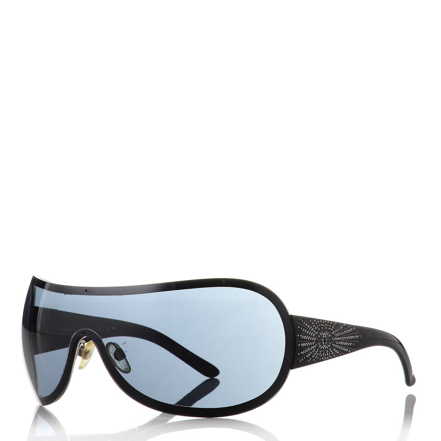 Chanel Shield Crystal CC Logo Sunglasses 4148 B Black 1 of 10