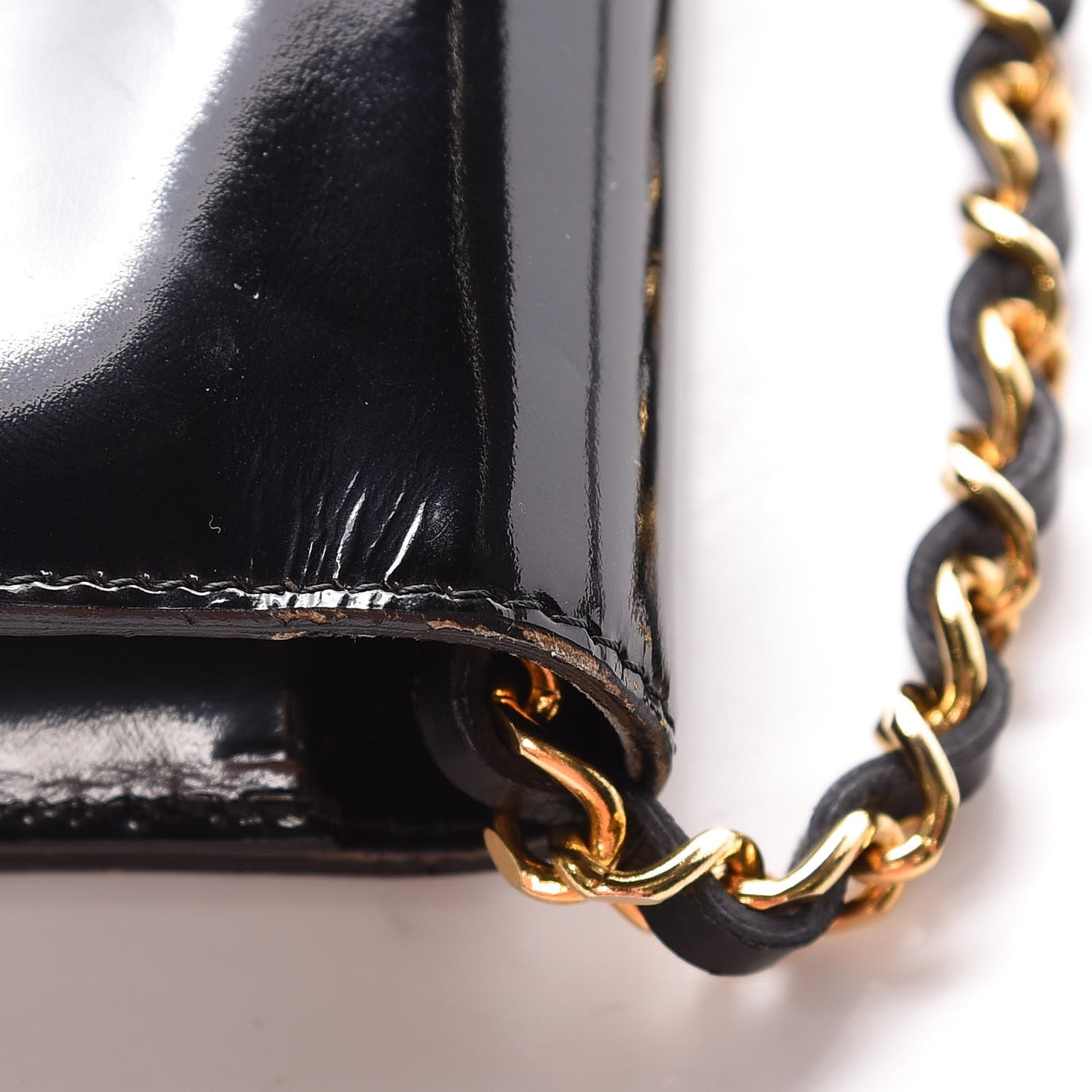 Patent Small Single Flap Bag Black