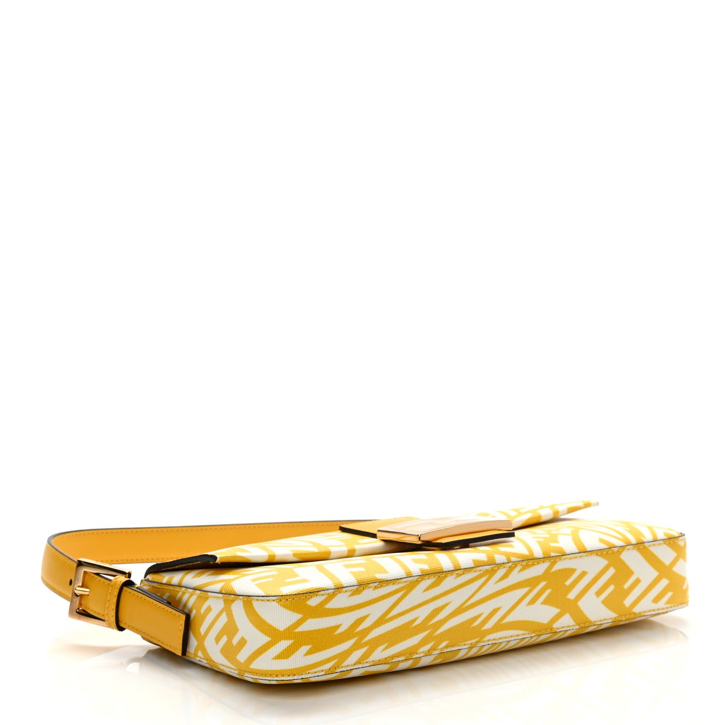 X SARAH COLEMAN Glazed Canvas Vitello King FF Vertigo Baguette 1997 Mimosa White