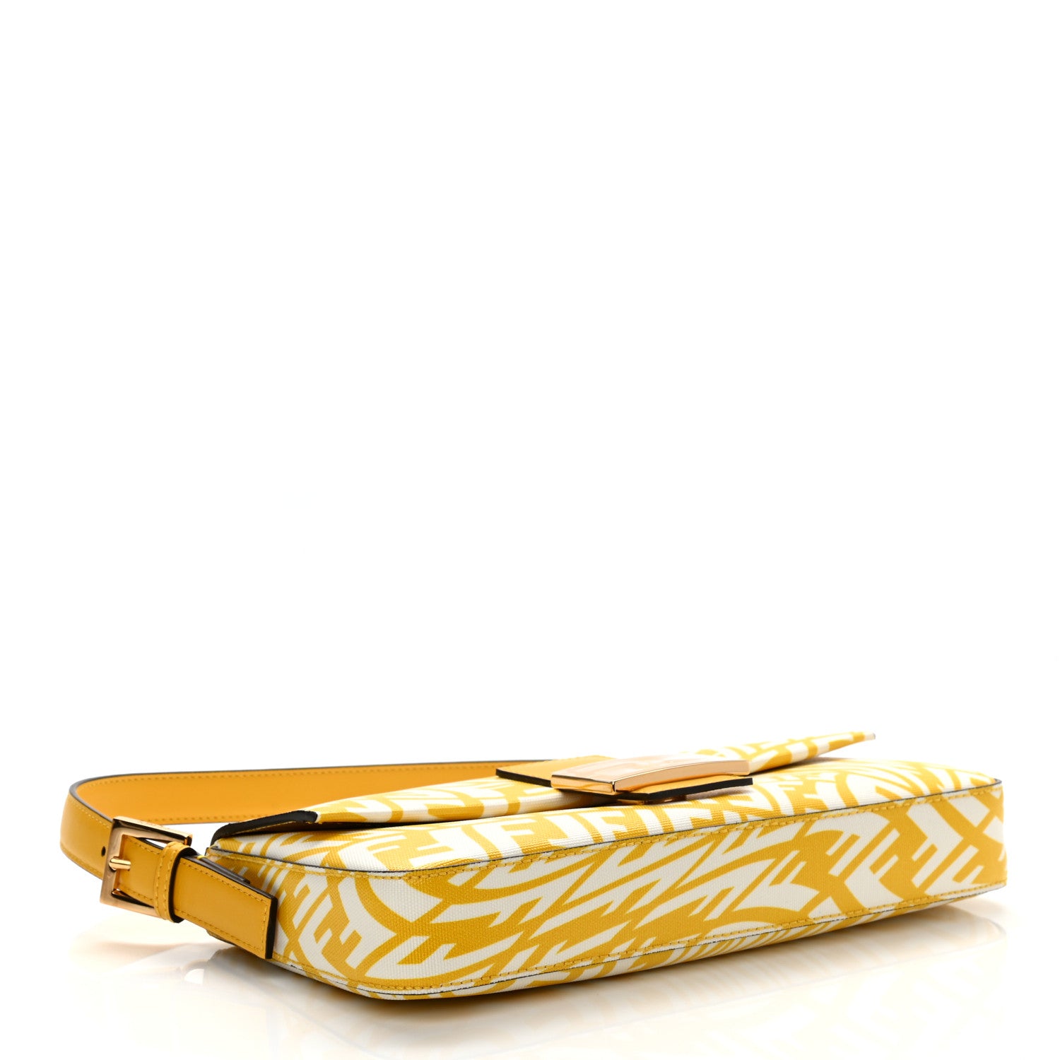 Fendi X SARAH COLEMAN Glazed Canvas Vitello King FF Vertigo Baguette 1997 Mimosa White 4 of 10