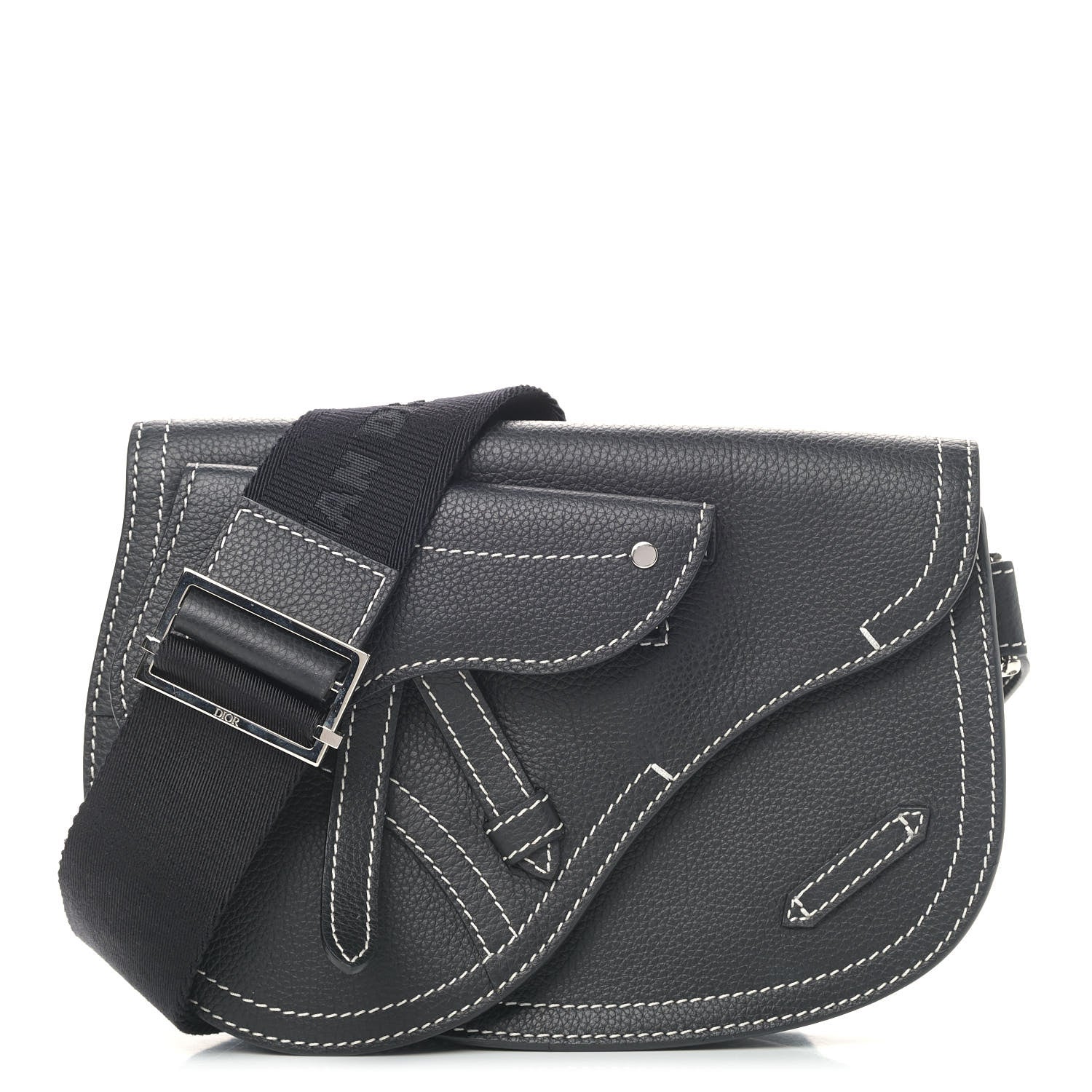 Christian Dior X KAWS Grained Calfskin Saddle Pouch Black 1 of 11