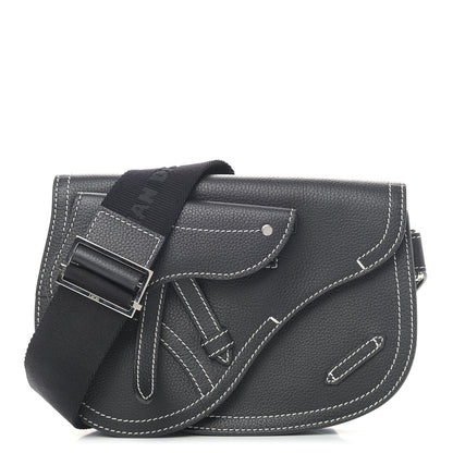 Christian Dior X KAWS Grained Calfskin Saddle Pouch Black 1 of 11