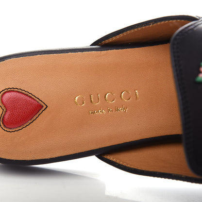 Gucci Calfskin Flower Embroidered Womens Princetown Slippers 35.5 Black 8 of 11