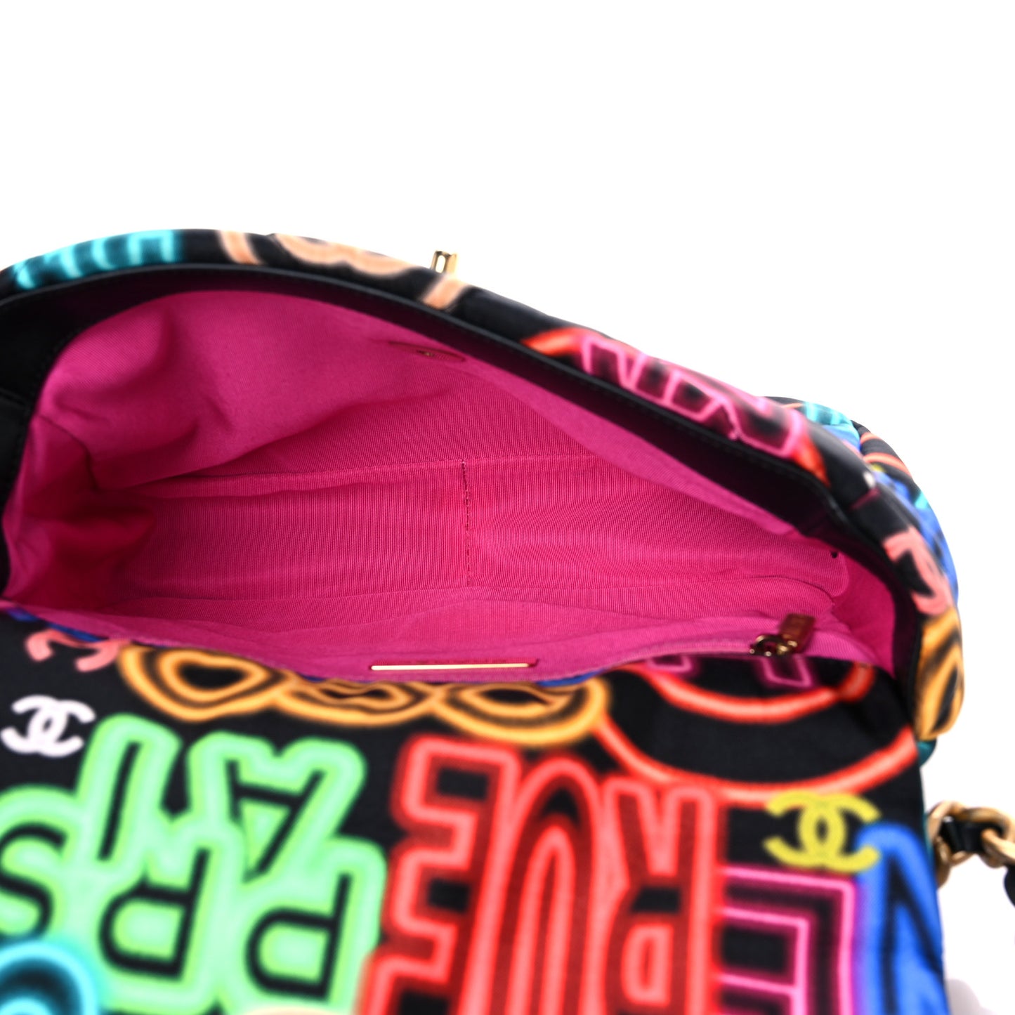 Fabric Printed Medium Chanel 19 Flap Black Multicolor