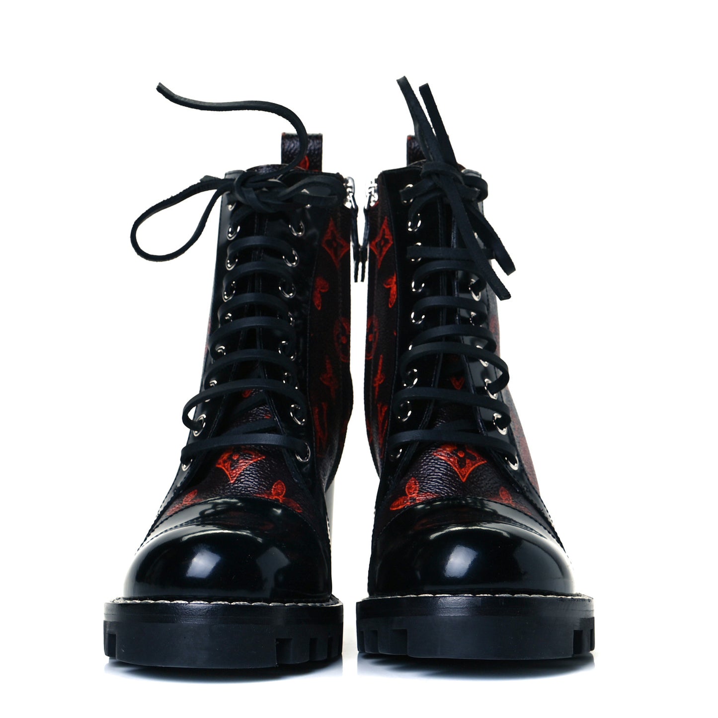 Patent Calfskin Catogram Star Trail Ankle Boots 36 Black Marron