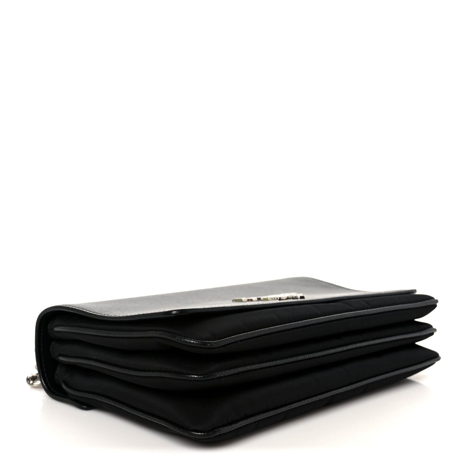 Prada Saffiano Tessuto Nylon Chain Shoulder Bag Black 4 of 11