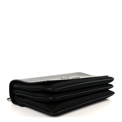Prada Saffiano Tessuto Nylon Chain Shoulder Bag Black 4 of 11