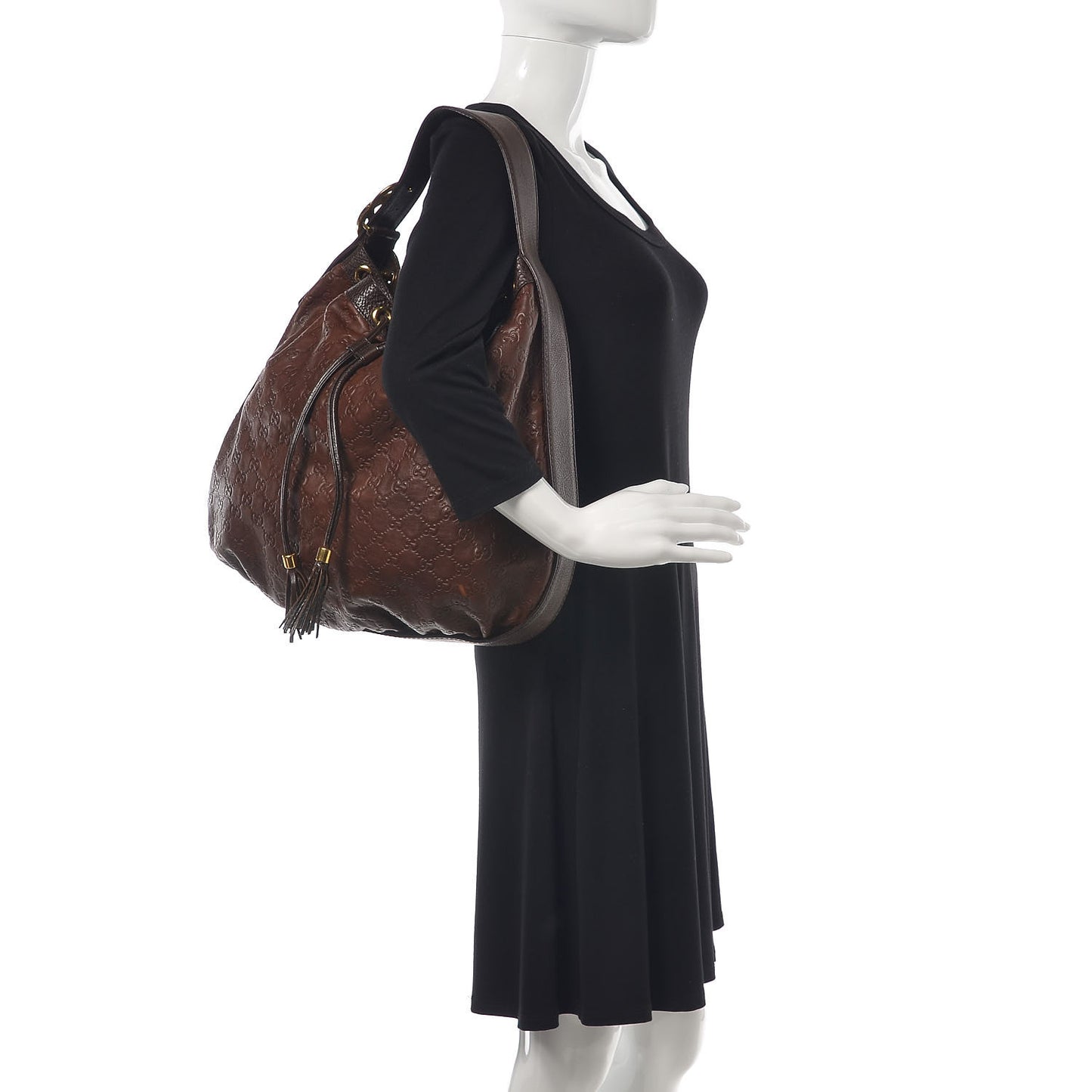 Guccissima Medium Interlocking Icon Shoulder Bag Dark Brown