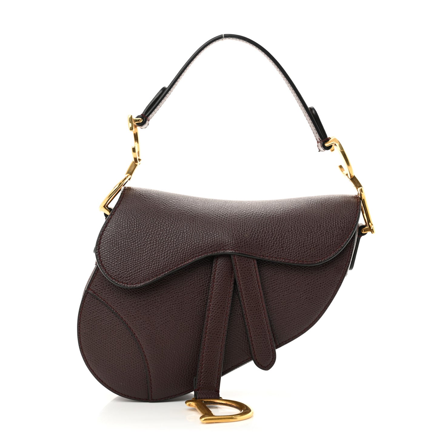 Grained Calfskin Mini Saddle Bag Plum