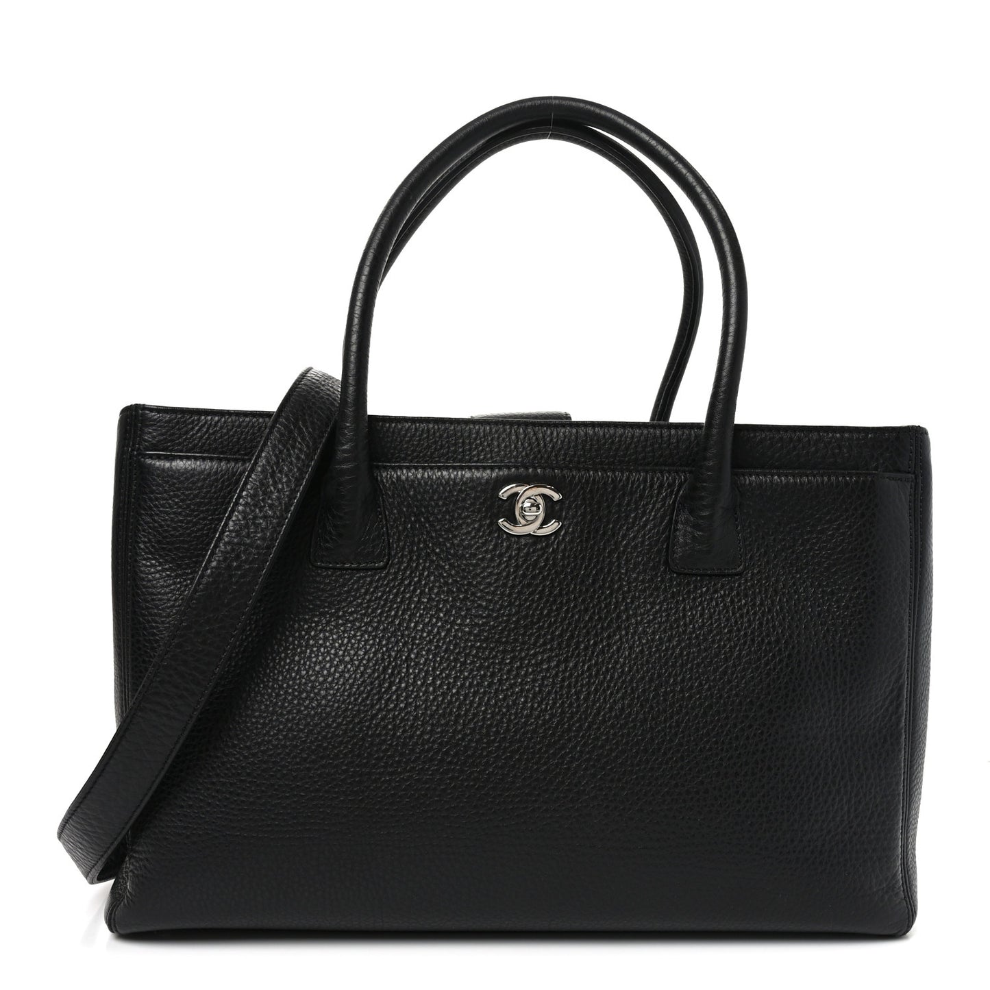 Calfskin Cerf Executive Shopper Tote Black