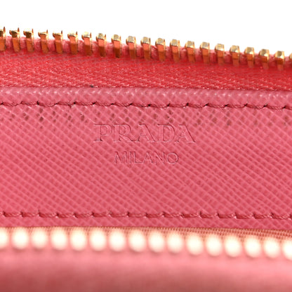 Prada Saffiano Metal Zip Around Wallet Begonia 6 of 14
