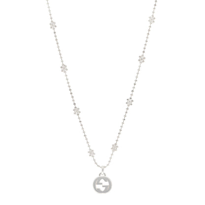 Gucci Sterling Silver Interlocking GG Pendant Beaded Necklace 1 of 6