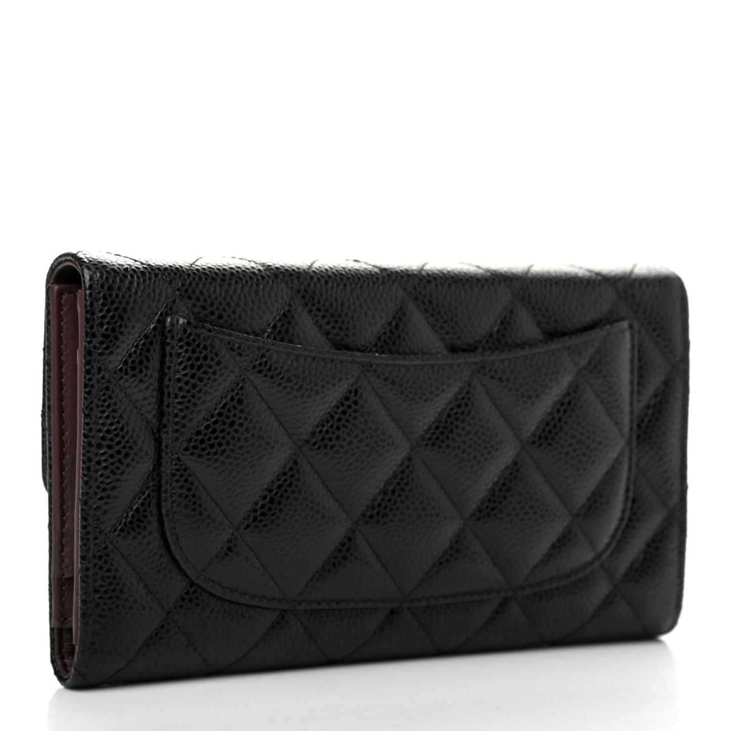 Caviar Quilted Large Flap Wallet Black
