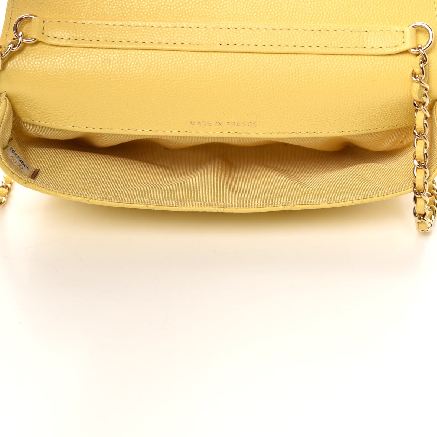 Caviar Quilted Glasses Case With Chain Yellow