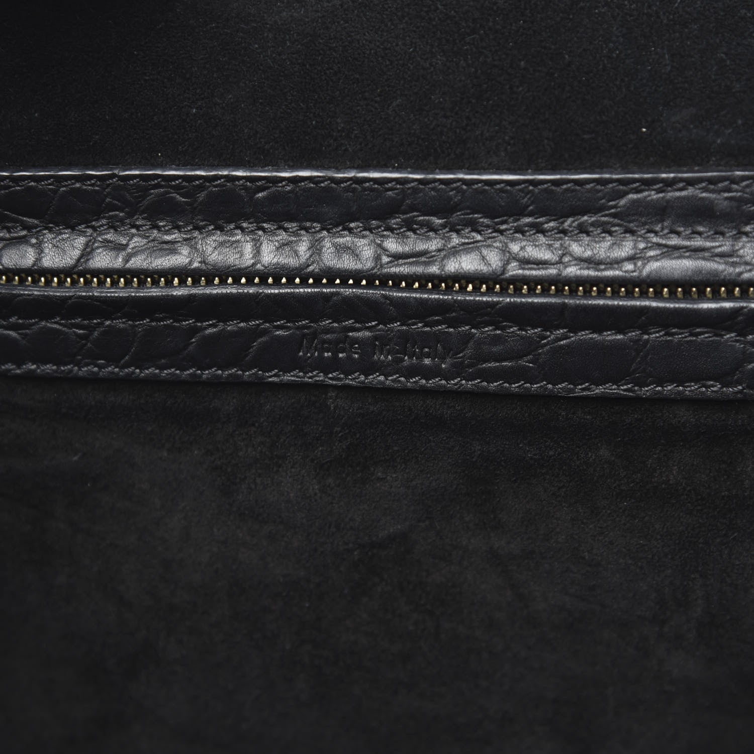 Celine Crocodile Embossed Calfskin Medium Phantom Luggage Black 7 of 14