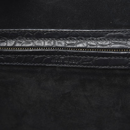 Celine Crocodile Embossed Calfskin Medium Phantom Luggage Black 7 of 14