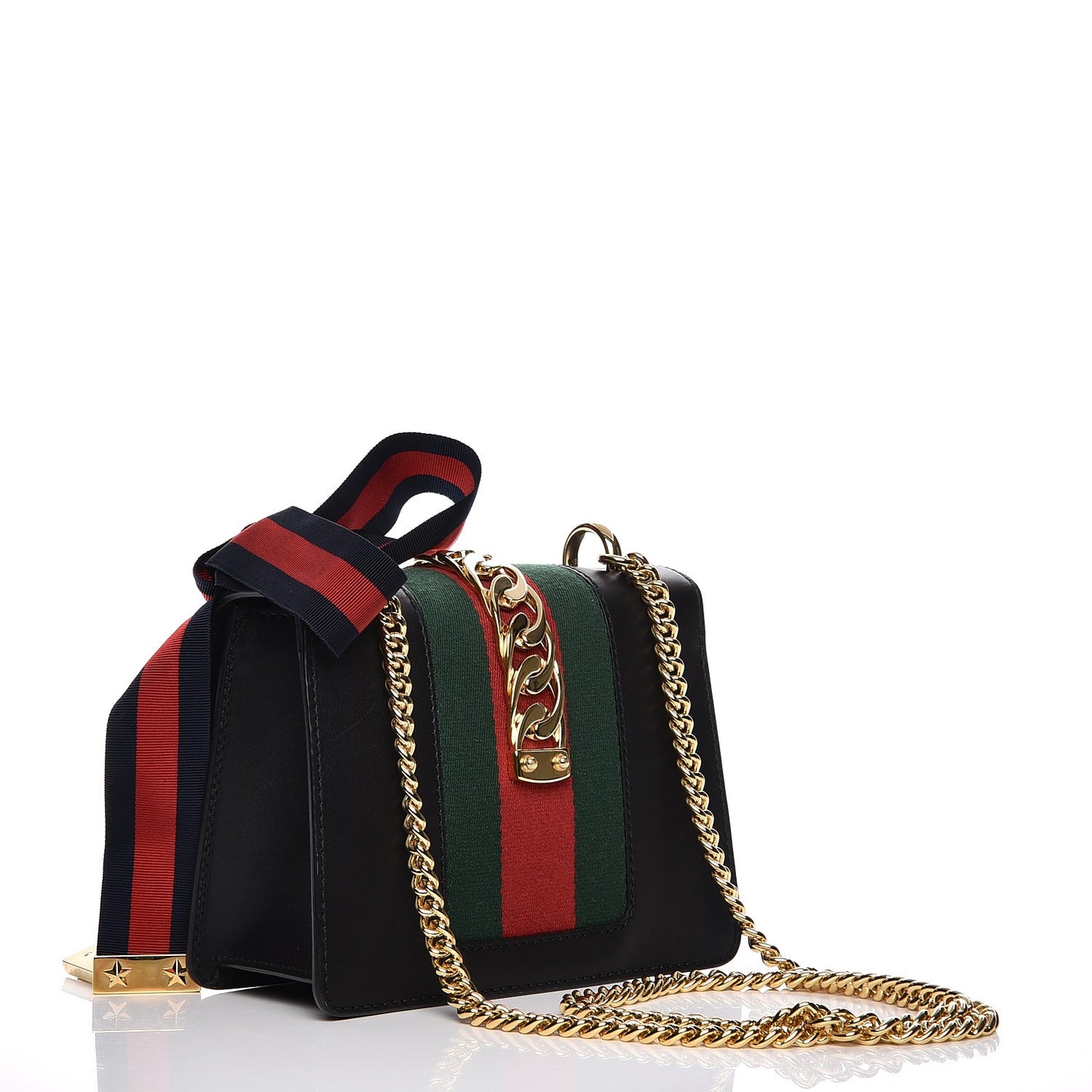 Calfskin Mini Sylvie Chain Shoulder Bag Black