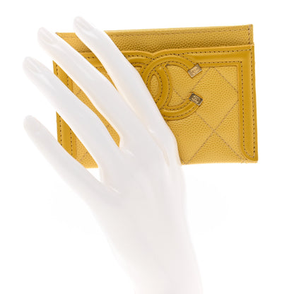 Chanel Caviar Quilted Filigree Card Holder Yellow 2 of 11
