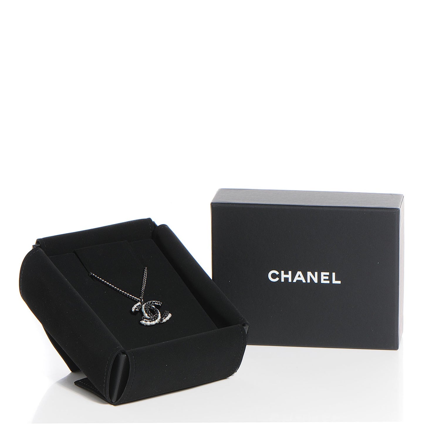 Ruthenium Pearl CC Long Pendant Necklace