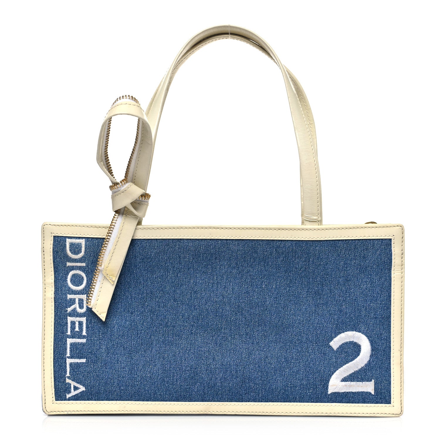 Christian Dior Denim Patent Diorella Rectangular Bag Blue 1 of 14