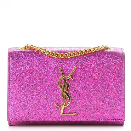 Saint Laurent Metallic Calfskin Small Classic Monogram Kate Satchel Fuchsia 1 of 6