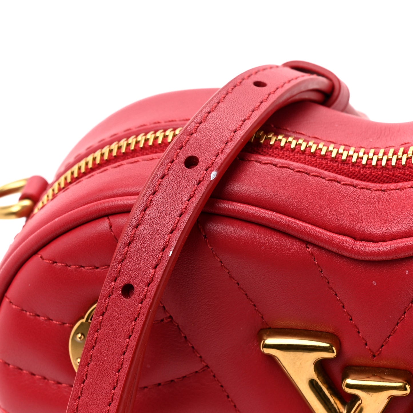 LOUIS VUITTON Calfskin Embellished New Wave Love Lock Heart Bag Ecarlate