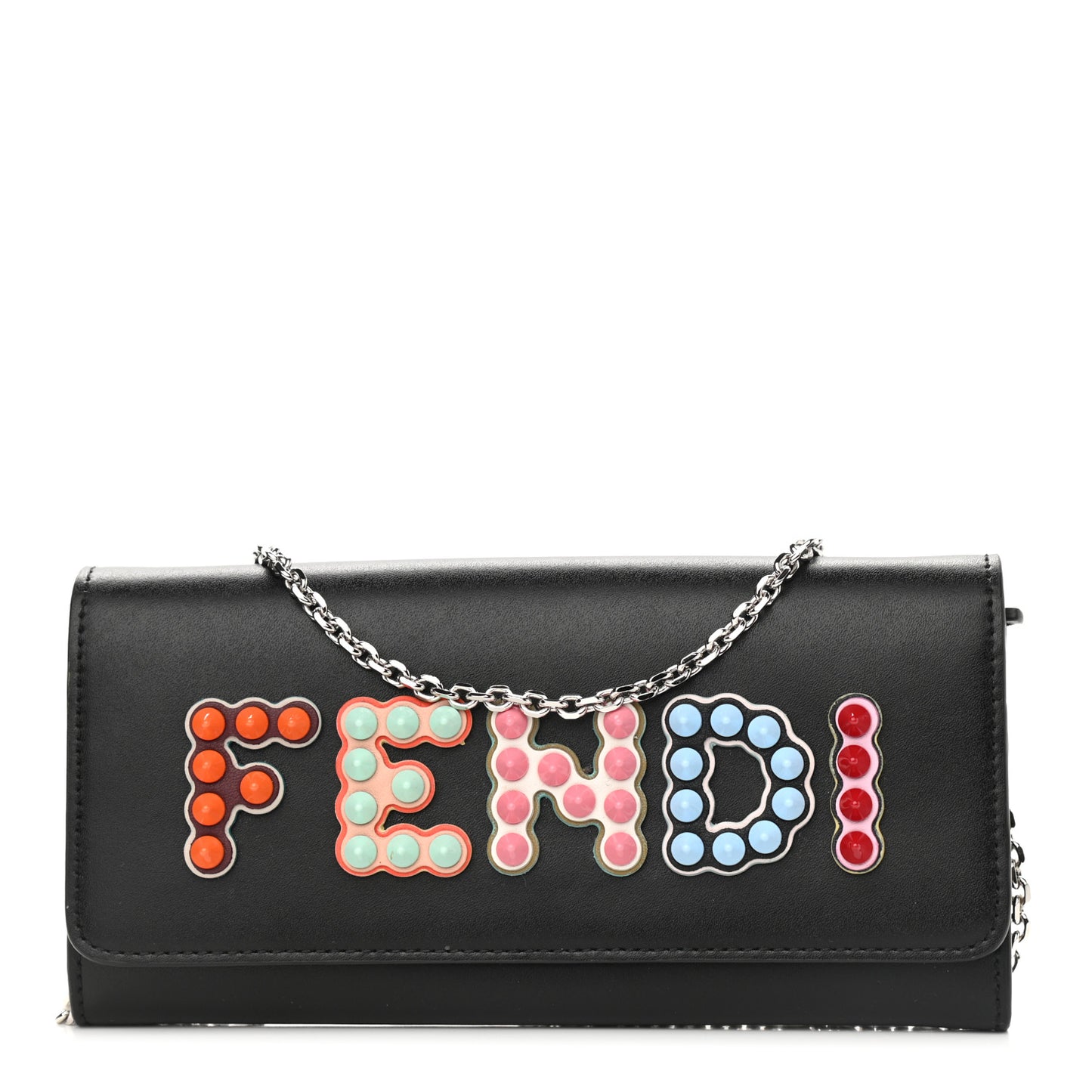 Vitello Liberty Fun Fair Studded Continental Wallet On Chain Black Multicolor
