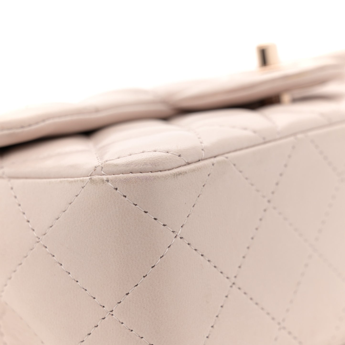 Lambskin Quilted Mini Rectangular Flap Light Pink