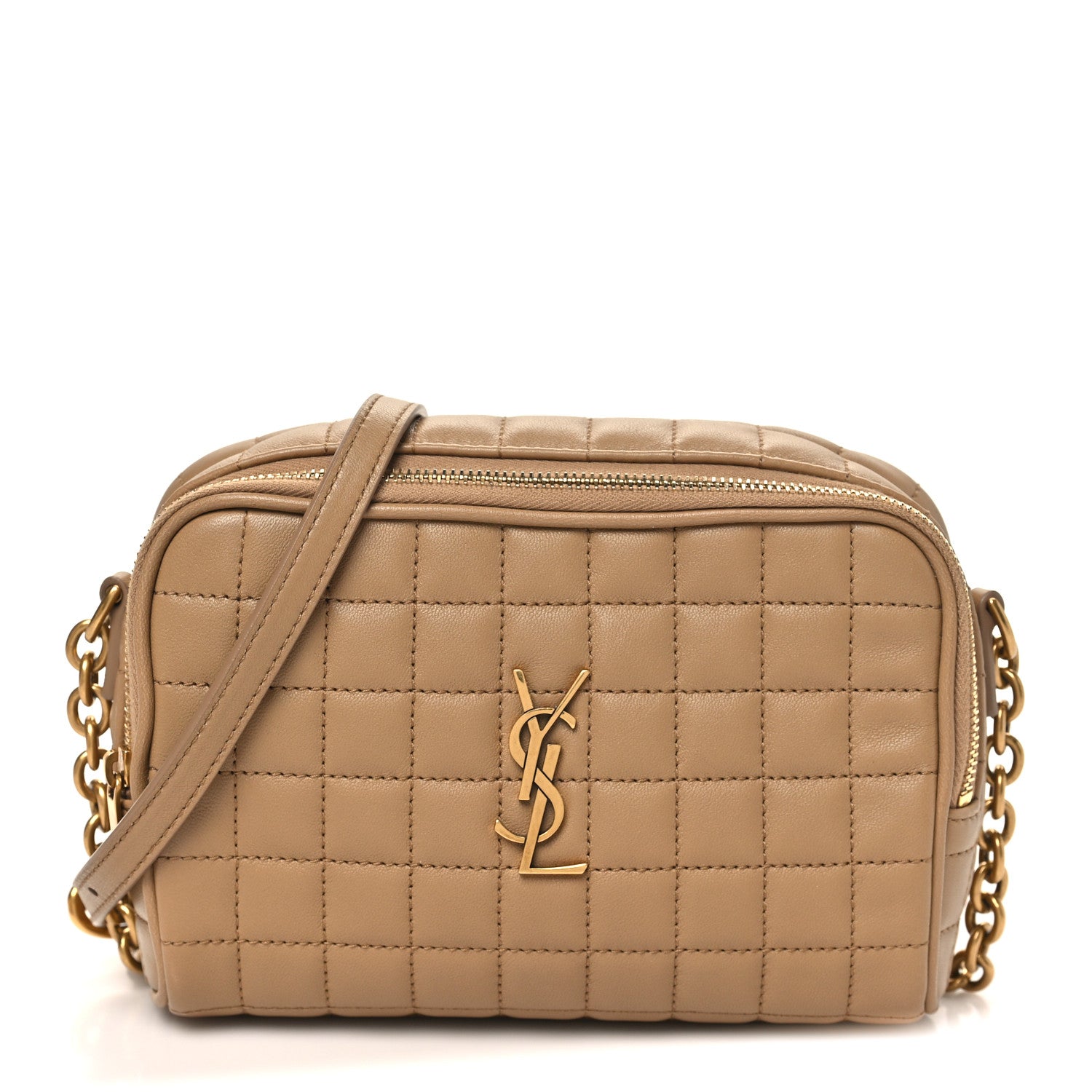 Saint Laurent Lambskin Carre Quilted Cassandre Mini Camera Bag Natural Tan 1 of 10