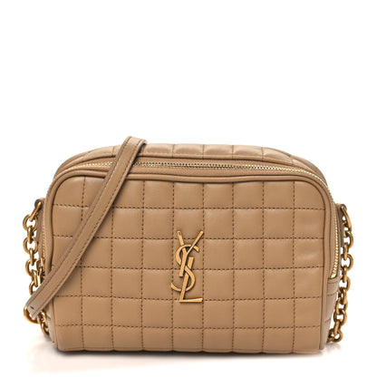 Saint Laurent Lambskin Carre Quilted Cassandre Mini Camera Bag Natural Tan 1 of 10