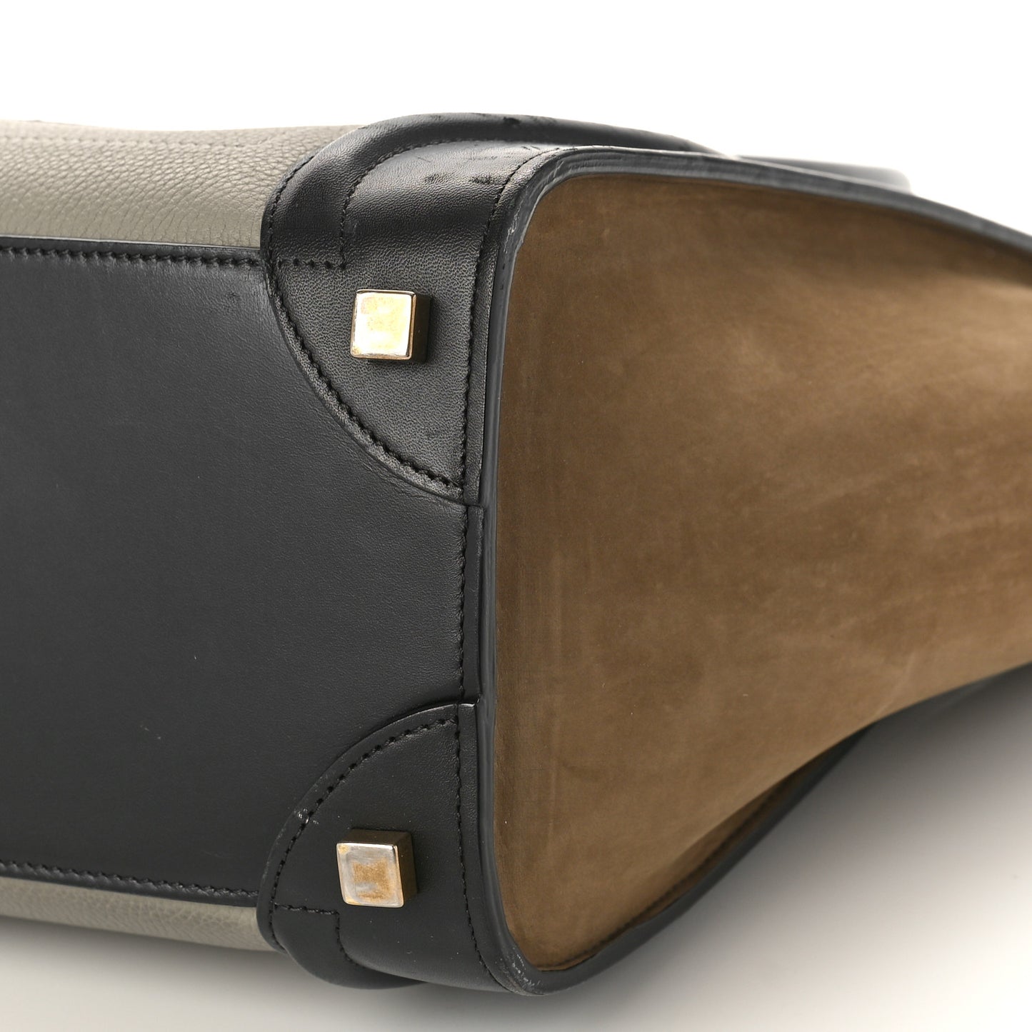 Drummed Calfskin Nubuck Micro Tri-Color Luggage Stone