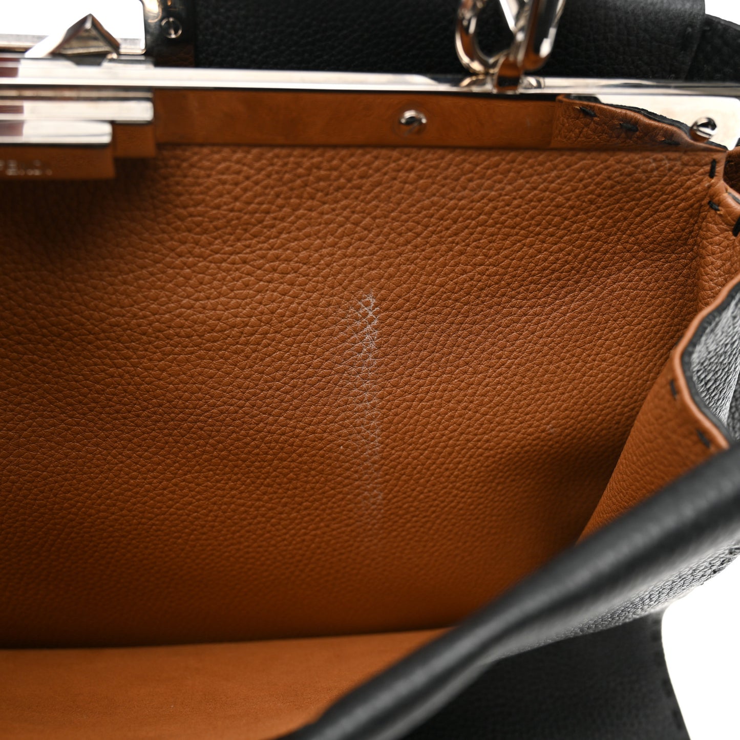 Cuoio Romano Selleria Bi-Color Large Peekaboo Iconic Satchel Black Mou