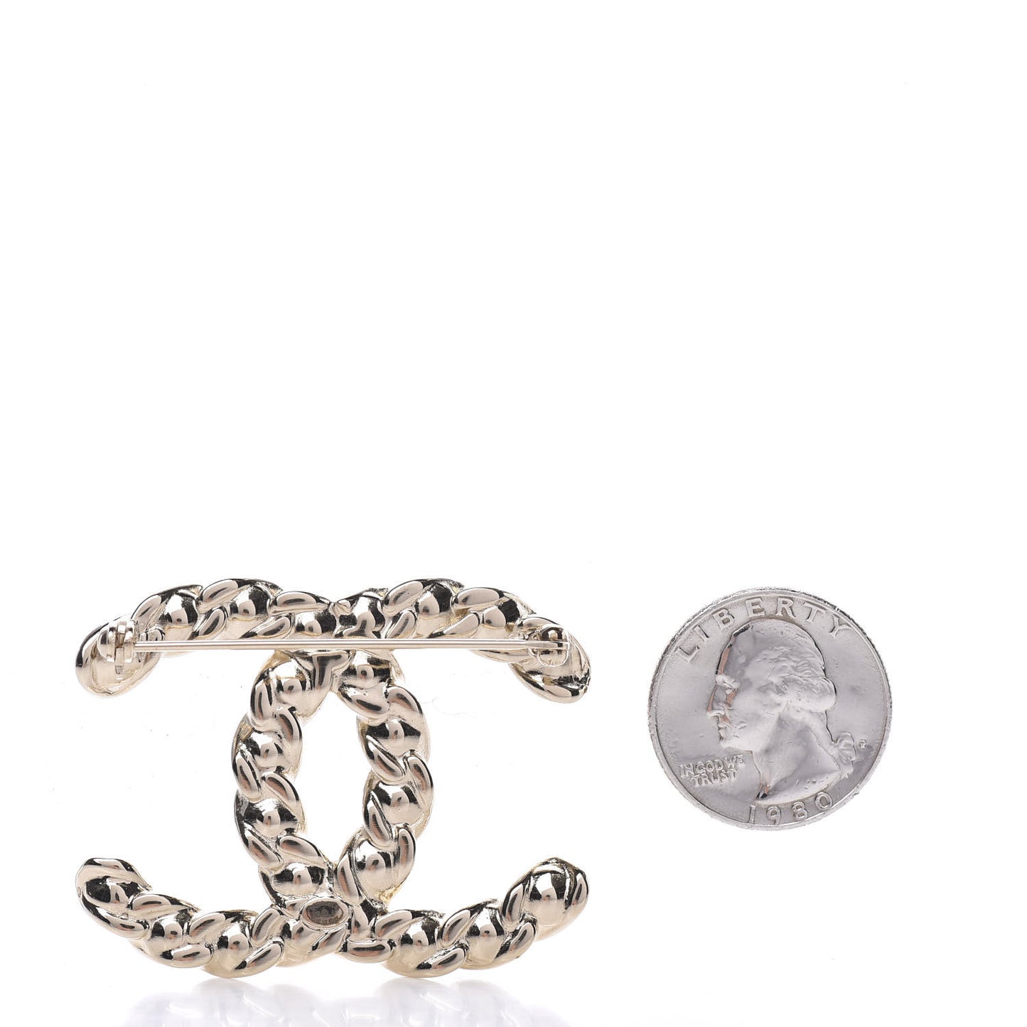 Crystal Pearls Coronation CC Brooch Gold