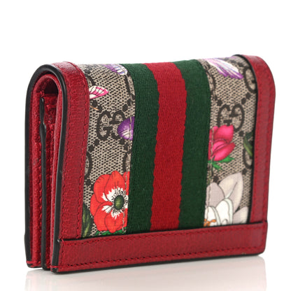 Gucci GG Supreme Monogram Flora Web Ophidia Card Case Red 3 of 10