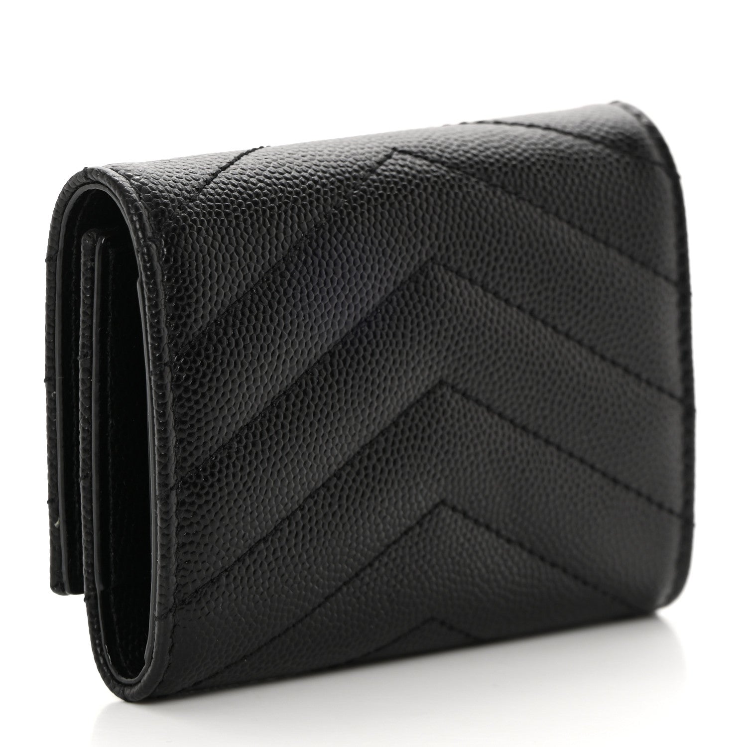 Saint Laurent Grain de Poudre Matelasse Cassandre Monogram Slim Key Case Black 3 of 8