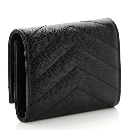 Saint Laurent Grain de Poudre Matelasse Cassandre Monogram Slim Key Case Black 3 of 8