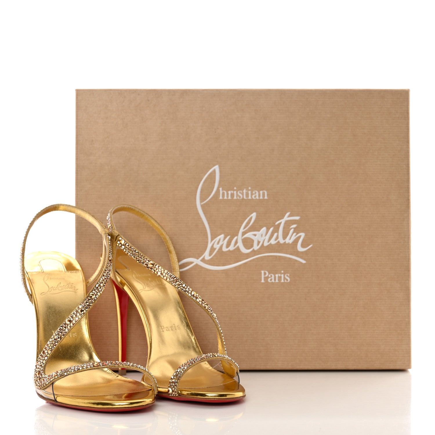 Christian Louboutin Metallic Nappa Embossed Crystal Rosalie 100 Sandals 38 Gold 8 of 8