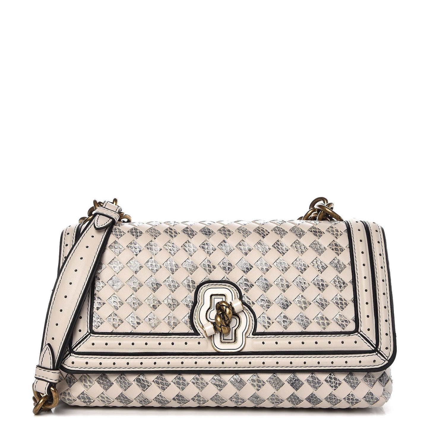 Nappa Ayers Intrecciato Checker Olimpia Knot Bag Mist Black