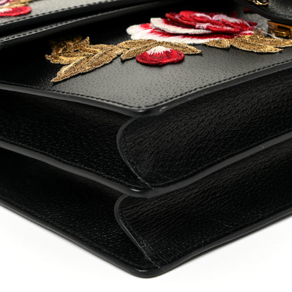 Gucci Calfskin Web Floral Embroidered Medium Dionysus Shoulder Bag Black 8 of 16