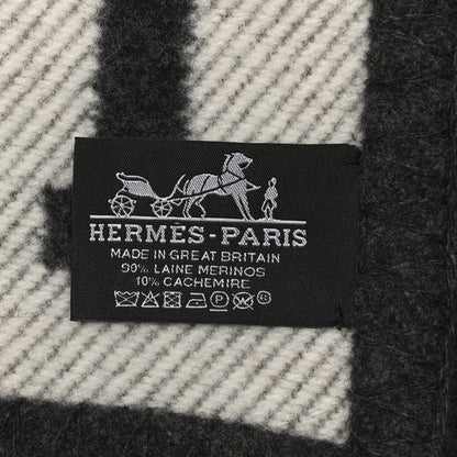 Hermes Wool Cashmere Avalon Blanket Ecru Gris Fonce 3 of 3