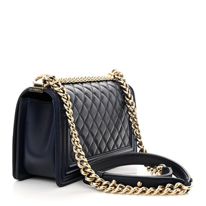 Chanel Lambskin Quilted Medium Boy Flap Dark Blue 3 of 12