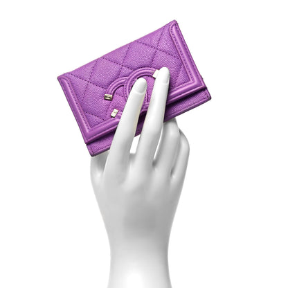 Chanel Caviar Quilted Filigree Card Holder Purple 2 of 9