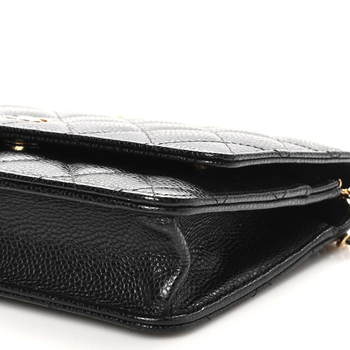 Caviar Quilted Wallet on Chain WOC Black