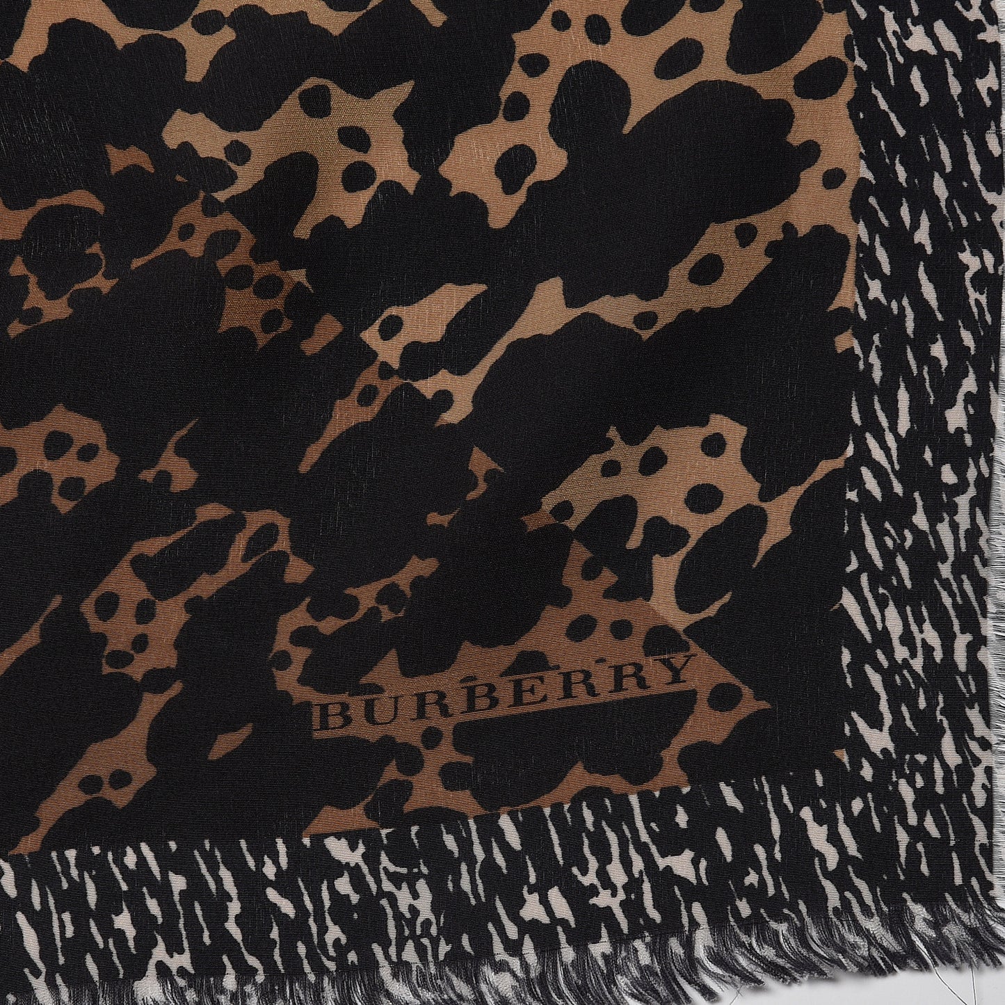 Silk Animal Print Scarf Brown