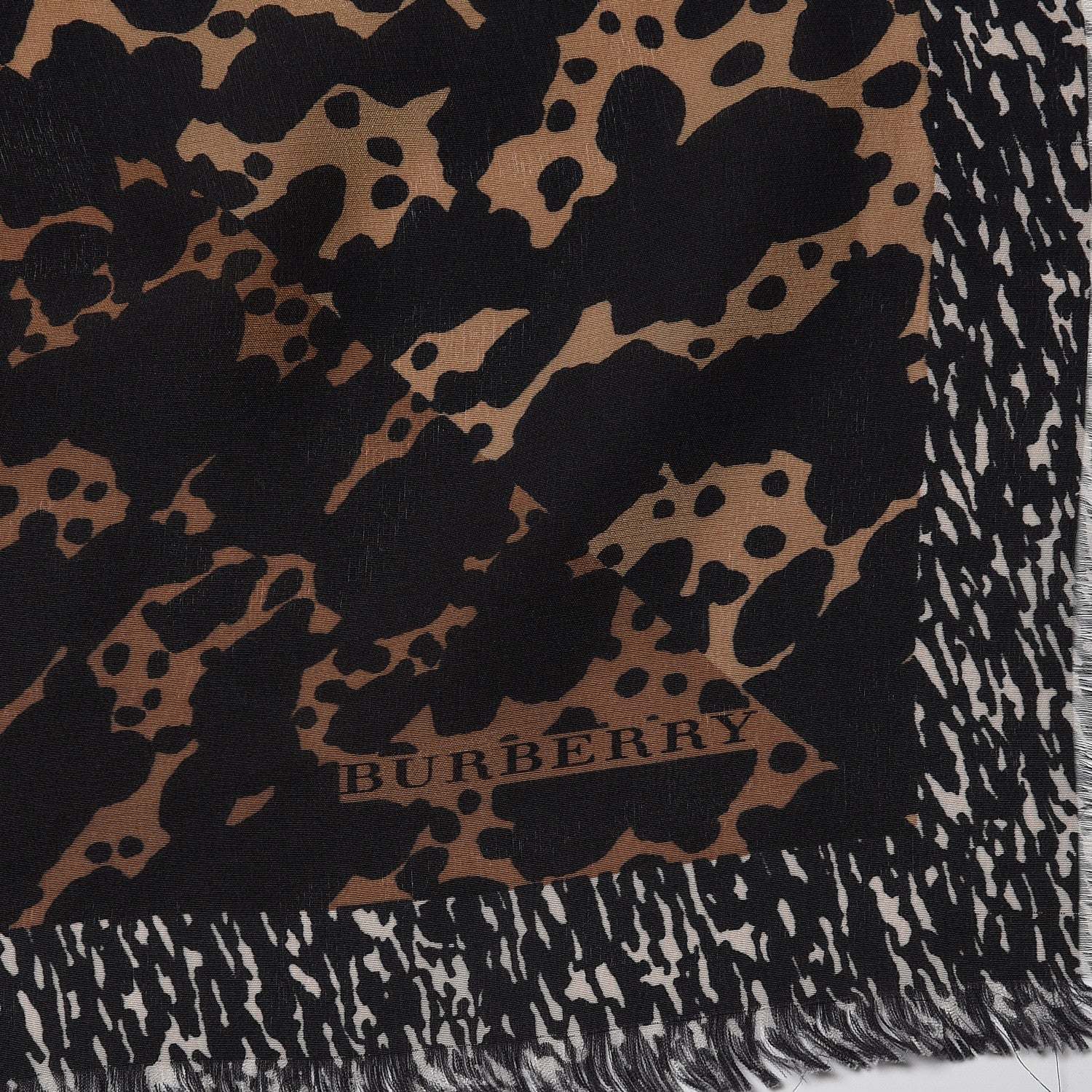 Burberry Silk Animal Print Scarf Brown 3 of 4